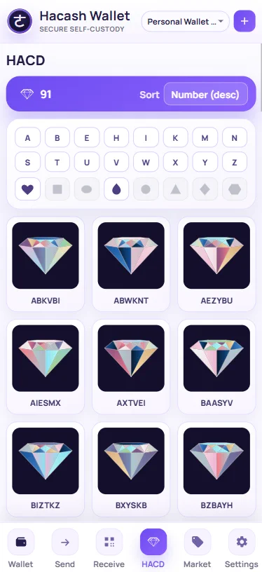 HACD collectible collection in Hacash Wallet